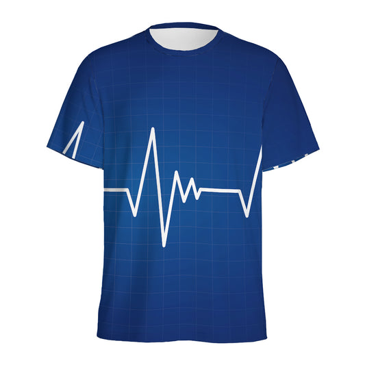 Heartbeat Cardiogram Print Men's Sports T-Shirt