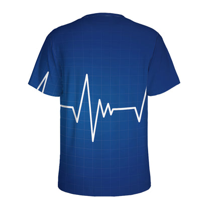 Heartbeat Cardiogram Print Men's Sports T-Shirt