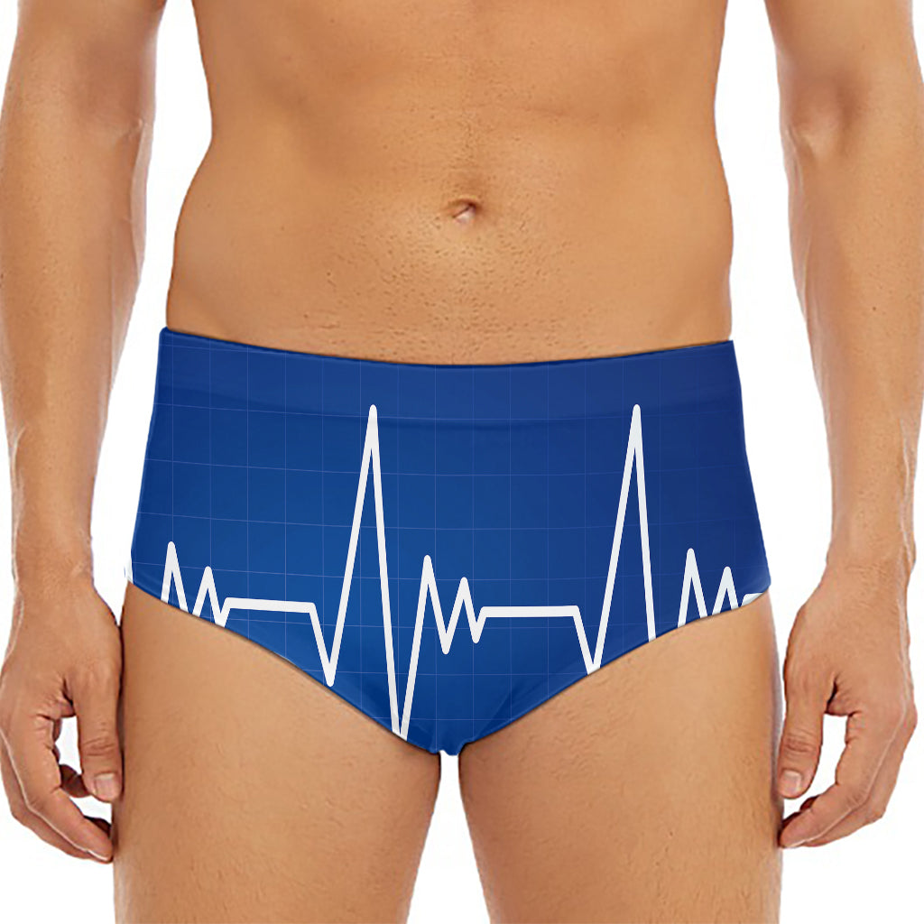 Heartbeat Cardiogram Print Men's Triangle Swim Briefs