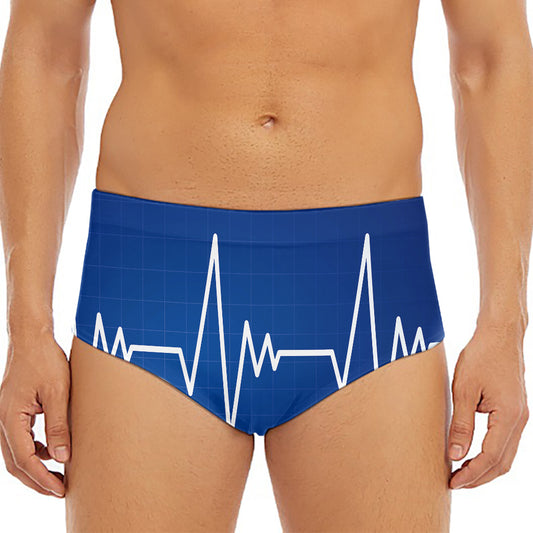 Heartbeat Cardiogram Print Men's Triangle Swim Briefs