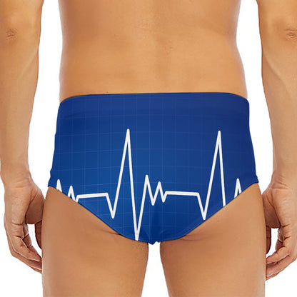 Heartbeat Cardiogram Print Men's Triangle Swim Briefs