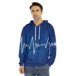 Heartbeat Cardiogram Print Men's Velvet Pullover Hoodie