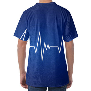 Heartbeat Cardiogram Print Men's Velvet T-Shirt