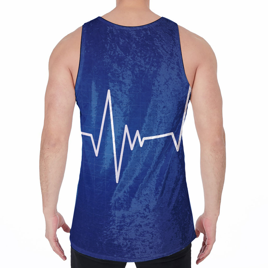 Heartbeat Cardiogram Print Men's Velvet Tank Top