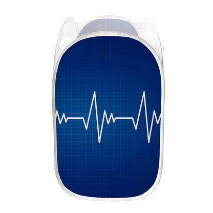 Heartbeat Cardiogram Print Mesh Laundry Hamper