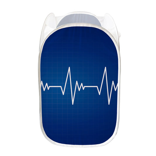 Heartbeat Cardiogram Print Mesh Laundry Hamper