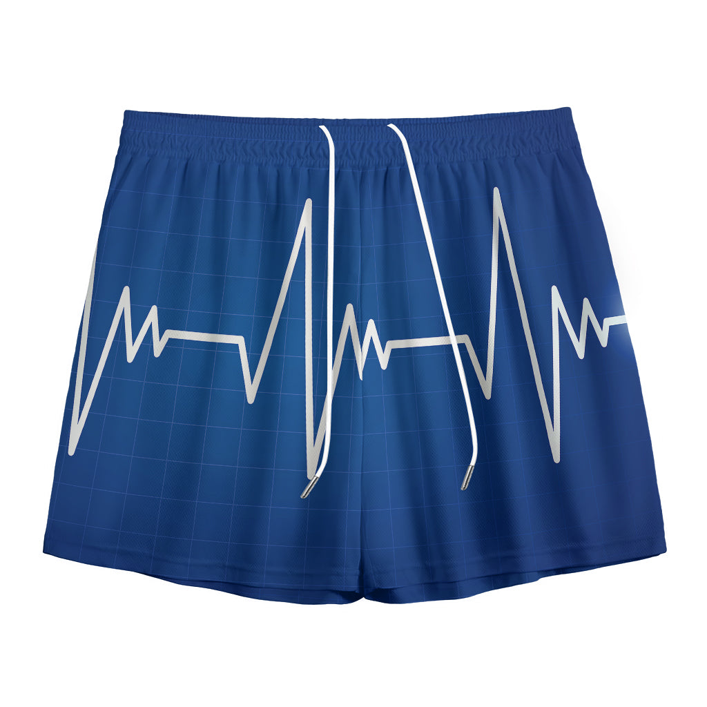 Heartbeat Cardiogram Print Mesh Shorts
