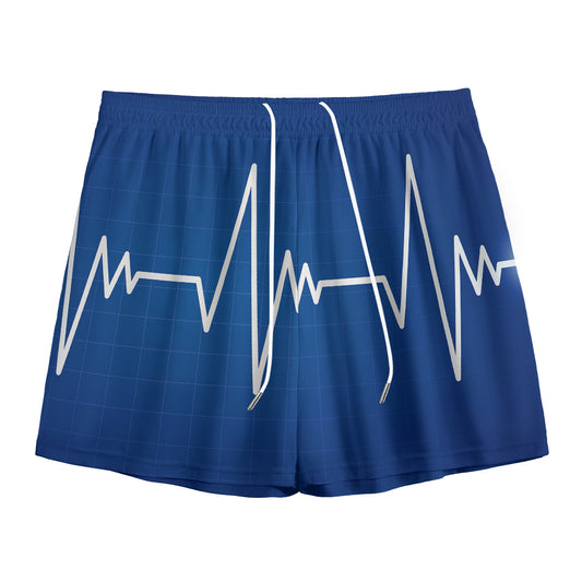 Heartbeat Cardiogram Print Mesh Shorts