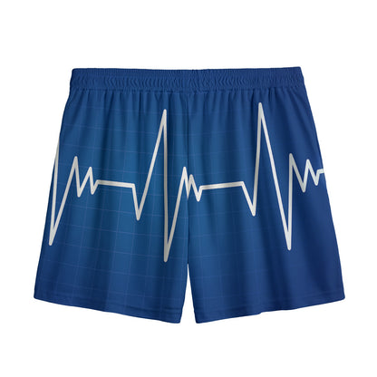 Heartbeat Cardiogram Print Mesh Shorts