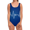 Heartbeat Cardiogram Print One Piece Swimsuit