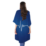Heartbeat Cardiogram Print Open Front Beach Cover Up