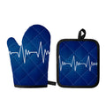 Heartbeat Cardiogram Print Oven Mitt And Pot Holder Set