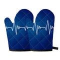Heartbeat Cardiogram Print Oven Mitts