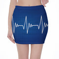 Heartbeat Cardiogram Print Pencil Mini Skirt