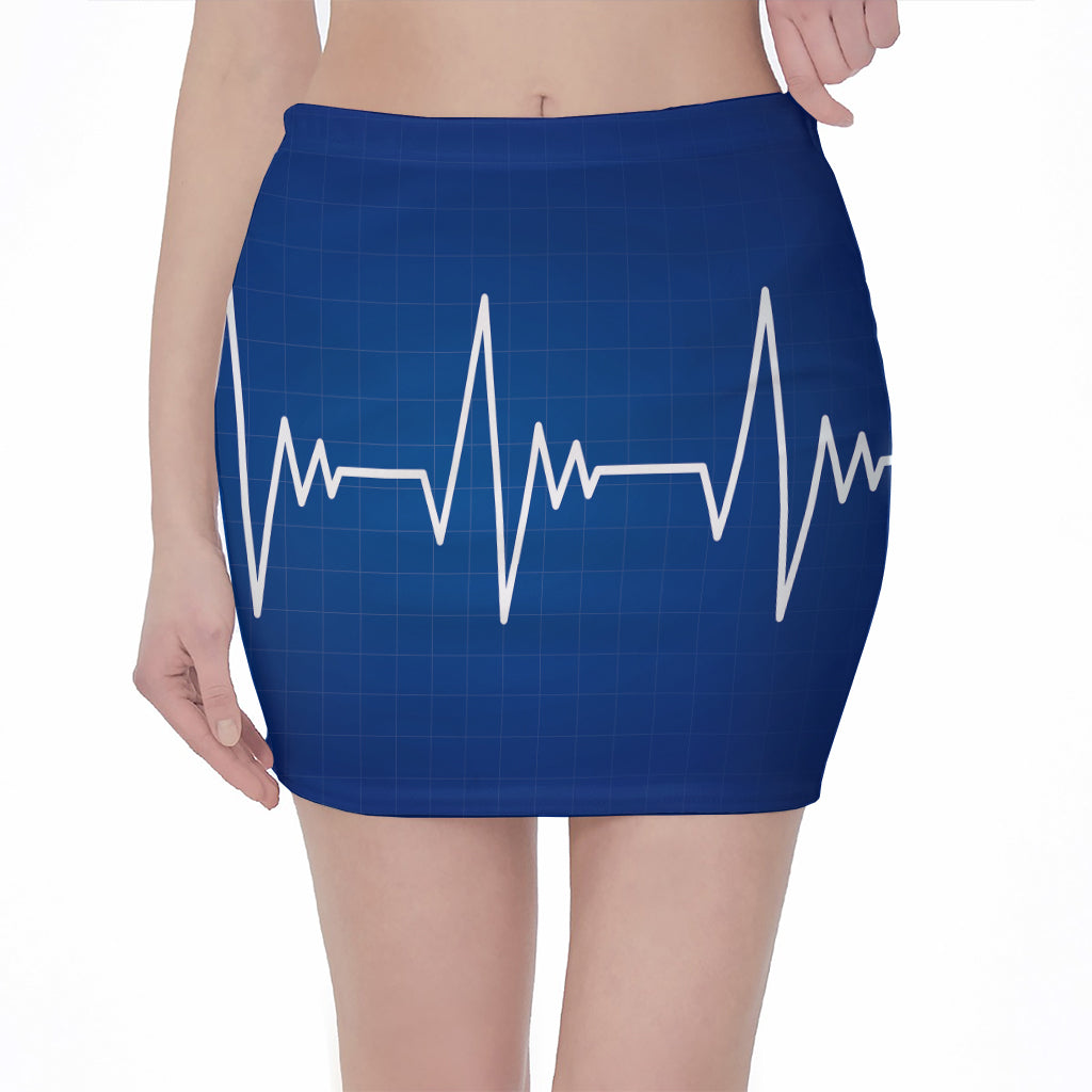 Heartbeat Cardiogram Print Pencil Mini Skirt