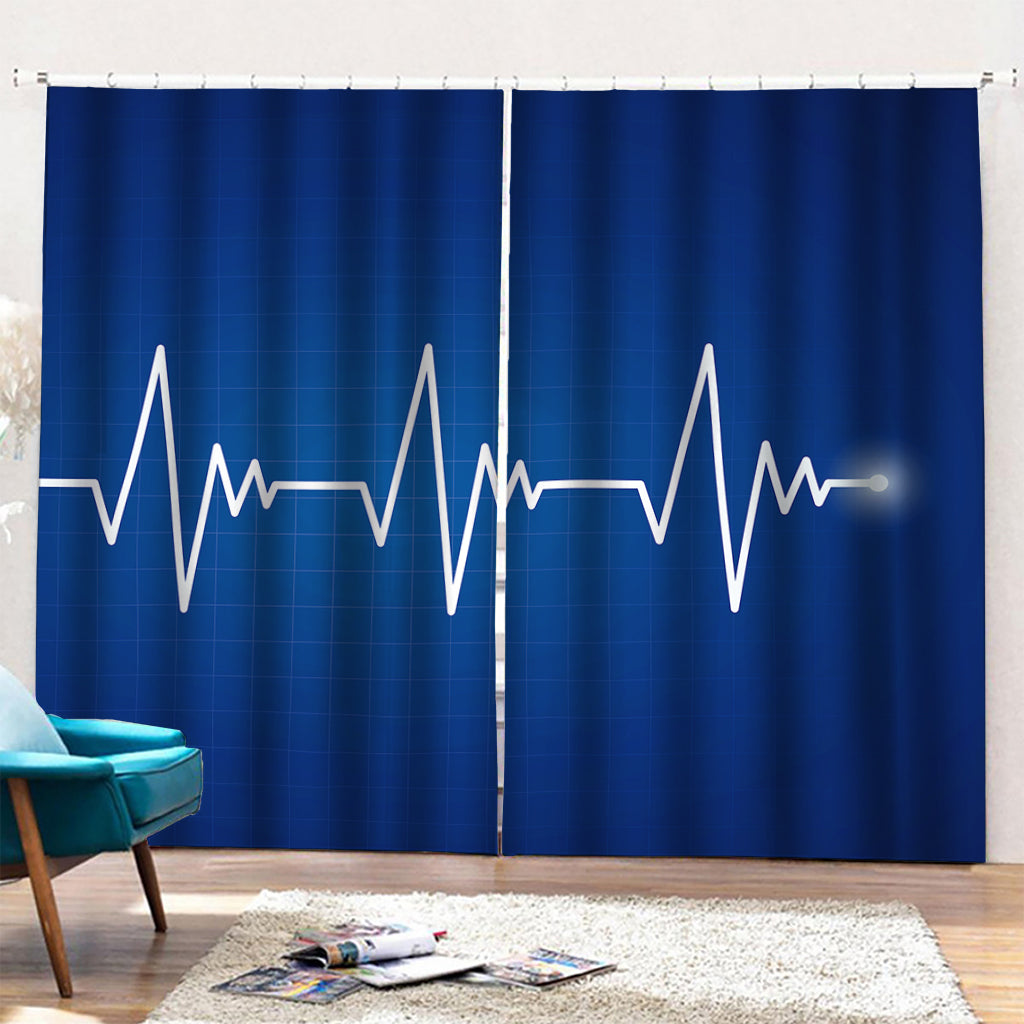 Heartbeat Cardiogram Print Pencil Pleat Curtains