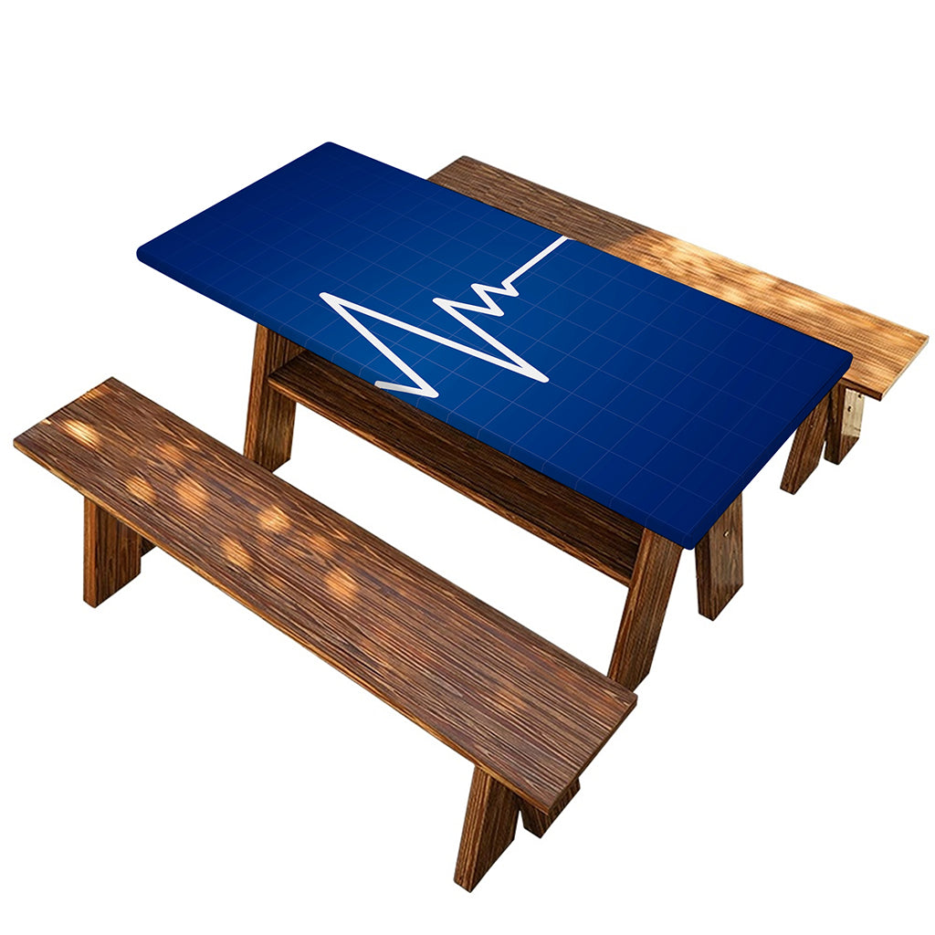 Heartbeat Cardiogram Print Picnic Table Cover