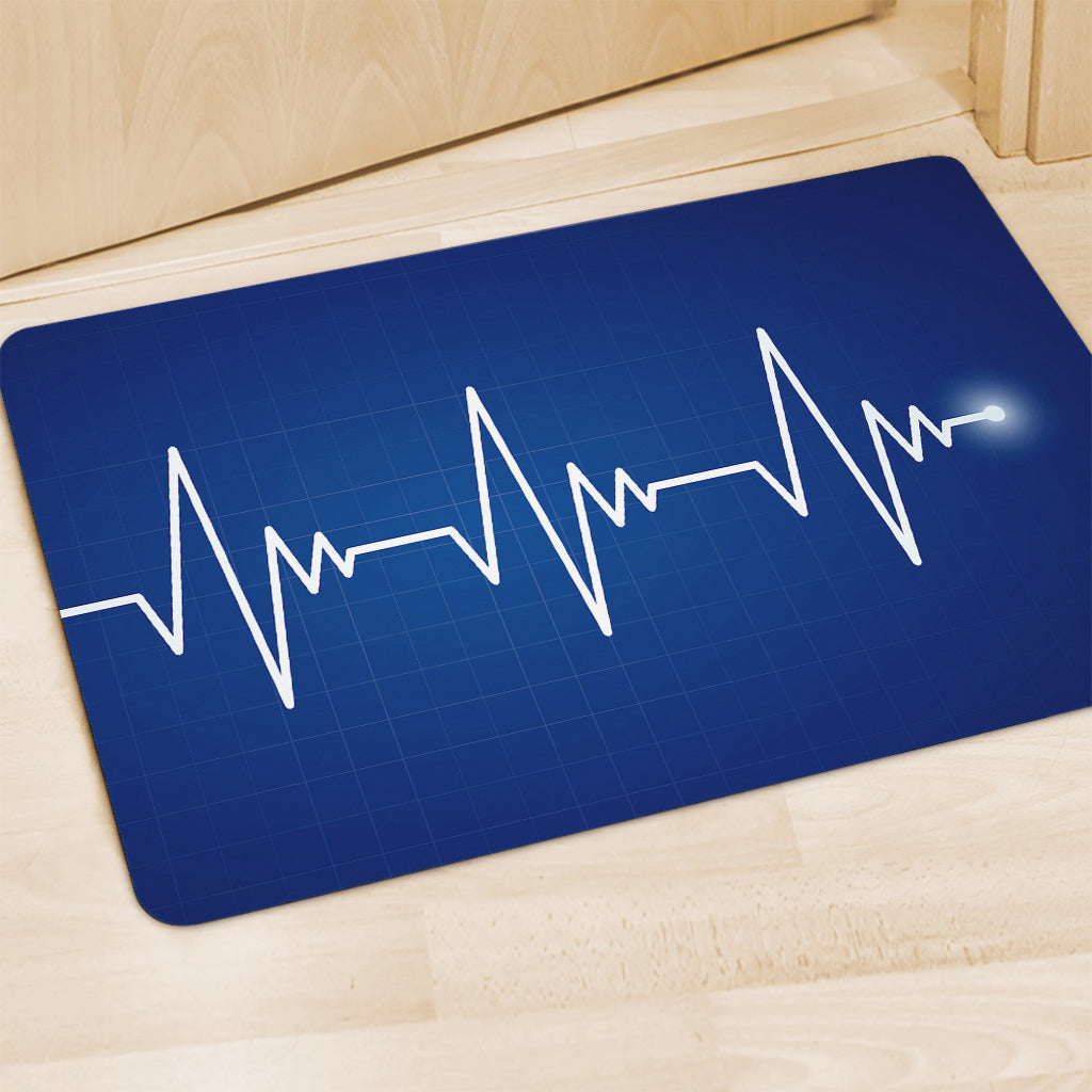 Heartbeat Cardiogram Print Polyester Doormat