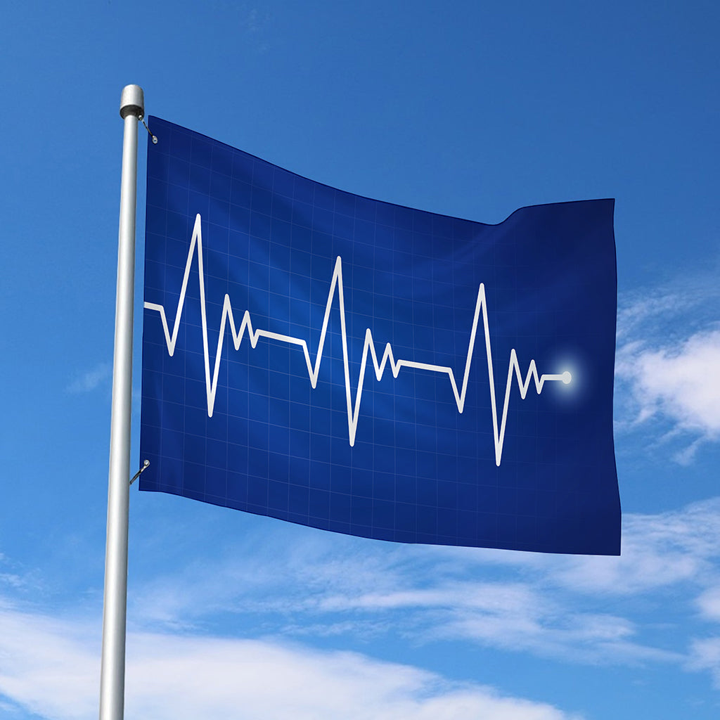 Heartbeat Cardiogram Print Polyester Flag
