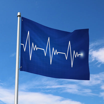 Heartbeat Cardiogram Print Polyester Flag