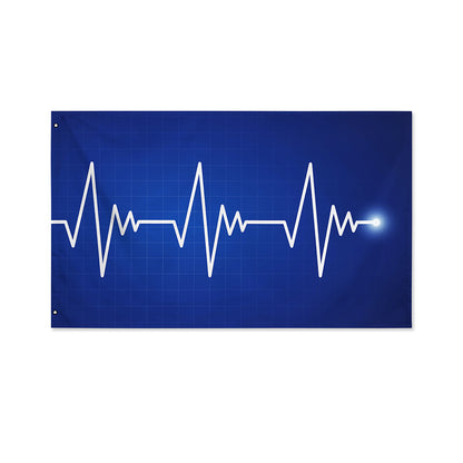Heartbeat Cardiogram Print Polyester Flag