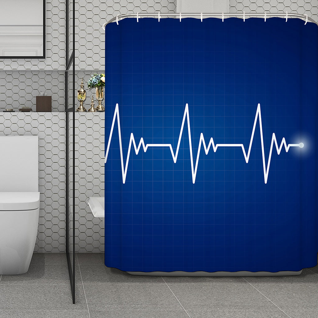 Heartbeat Cardiogram Print Polyester Shower Curtain