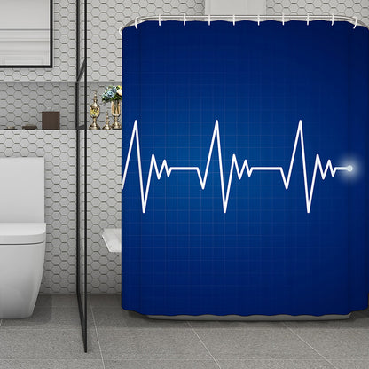 Heartbeat Cardiogram Print Polyester Shower Curtain