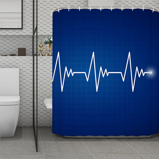 Heartbeat Cardiogram Print Polyester Shower Curtain