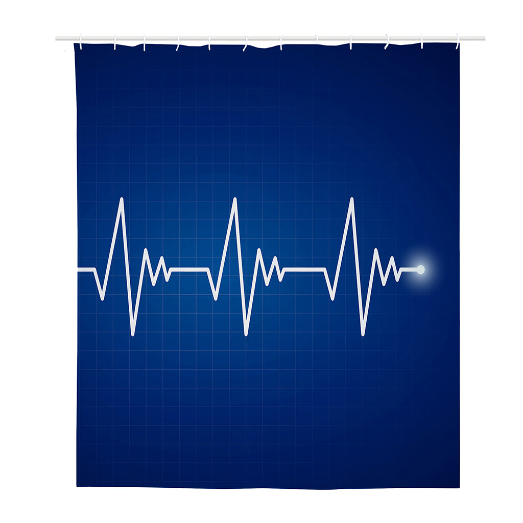 Heartbeat Cardiogram Print Polyester Shower Curtain