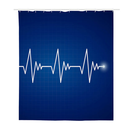 Heartbeat Cardiogram Print Polyester Shower Curtain