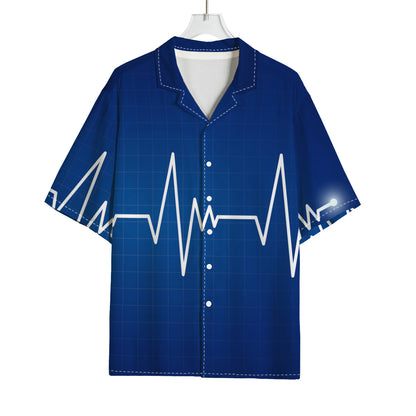 Heartbeat Cardiogram Print Rayon Hawaiian Shirt