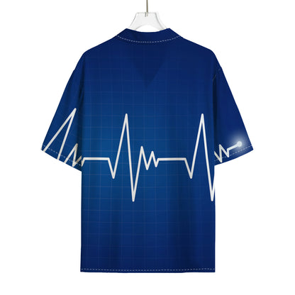 Heartbeat Cardiogram Print Rayon Hawaiian Shirt