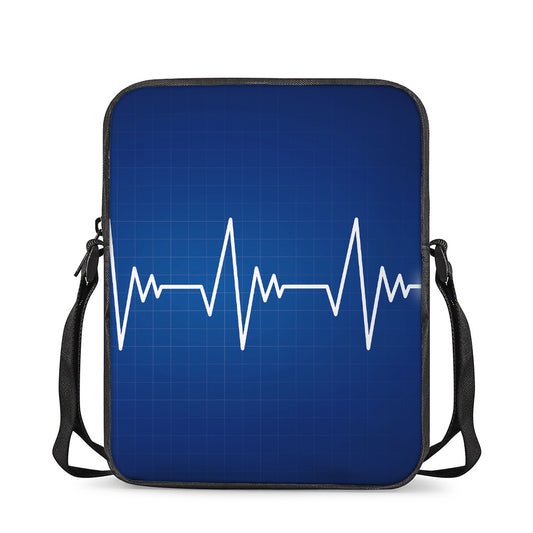 Heartbeat Cardiogram Print Rectangular Crossbody Bag