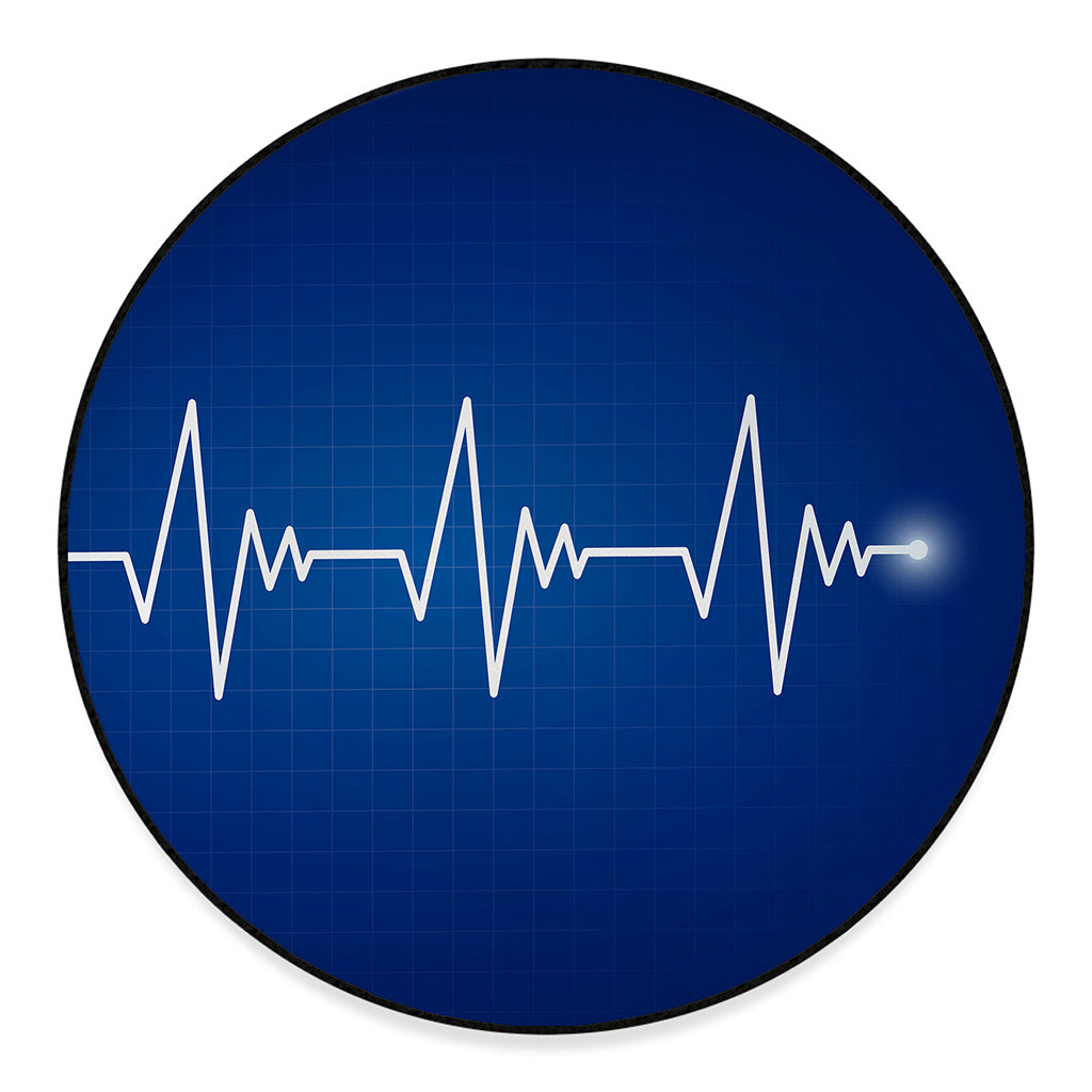 Heartbeat Cardiogram Print Round Floor Mat