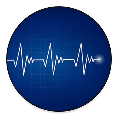 Heartbeat Cardiogram Print Round Floor Mat