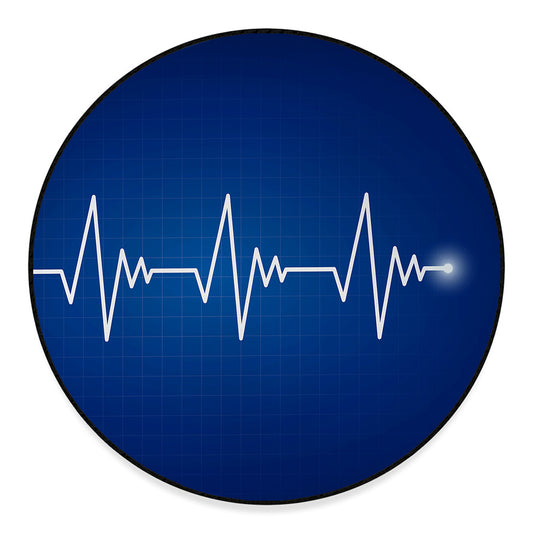 Heartbeat Cardiogram Print Round Floor Mat