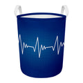 Heartbeat Cardiogram Print Round Laundry Basket