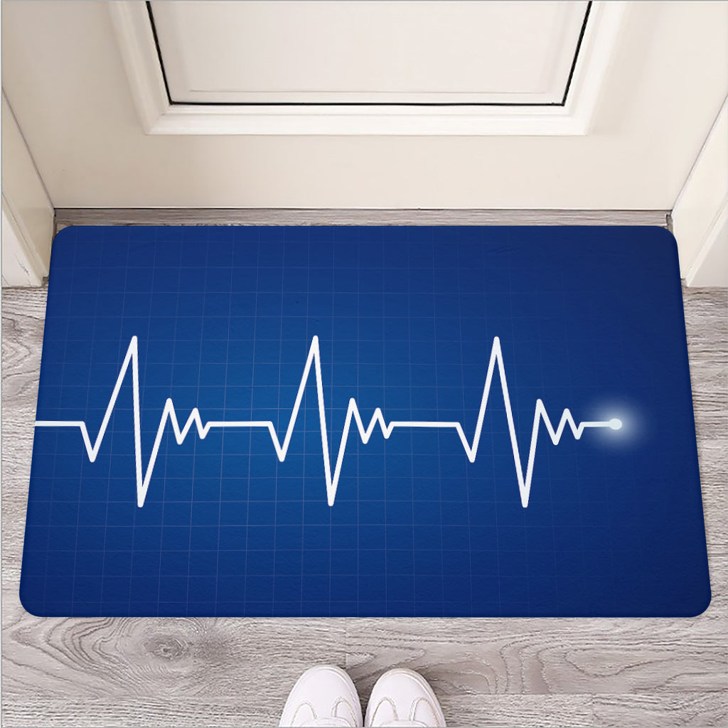 Heartbeat Cardiogram Print Rubber Doormat