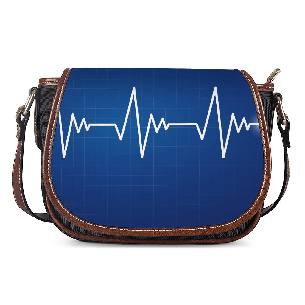 Heartbeat Cardiogram Print Saddle Bag