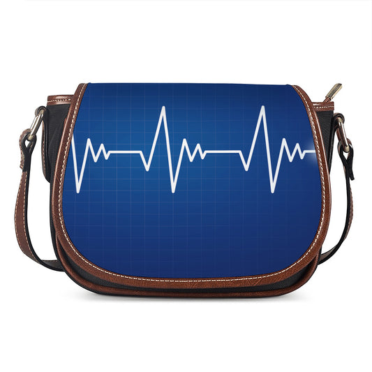 Heartbeat Cardiogram Print Saddle Bag