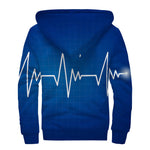 Heartbeat Cardiogram Print Sherpa Lined Zip Up Hoodie
