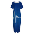 Heartbeat Cardiogram Print Short Sleeve Long Nightdress