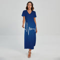 Heartbeat Cardiogram Print Short Sleeve Maxi Dress