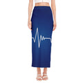 Heartbeat Cardiogram Print Side Slit Maxi Skirt