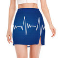 Heartbeat Cardiogram Print Side Slit Mini Skirt