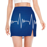 Heartbeat Cardiogram Print Side Slit Mini Skirt