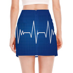 Heartbeat Cardiogram Print Side Slit Mini Skirt