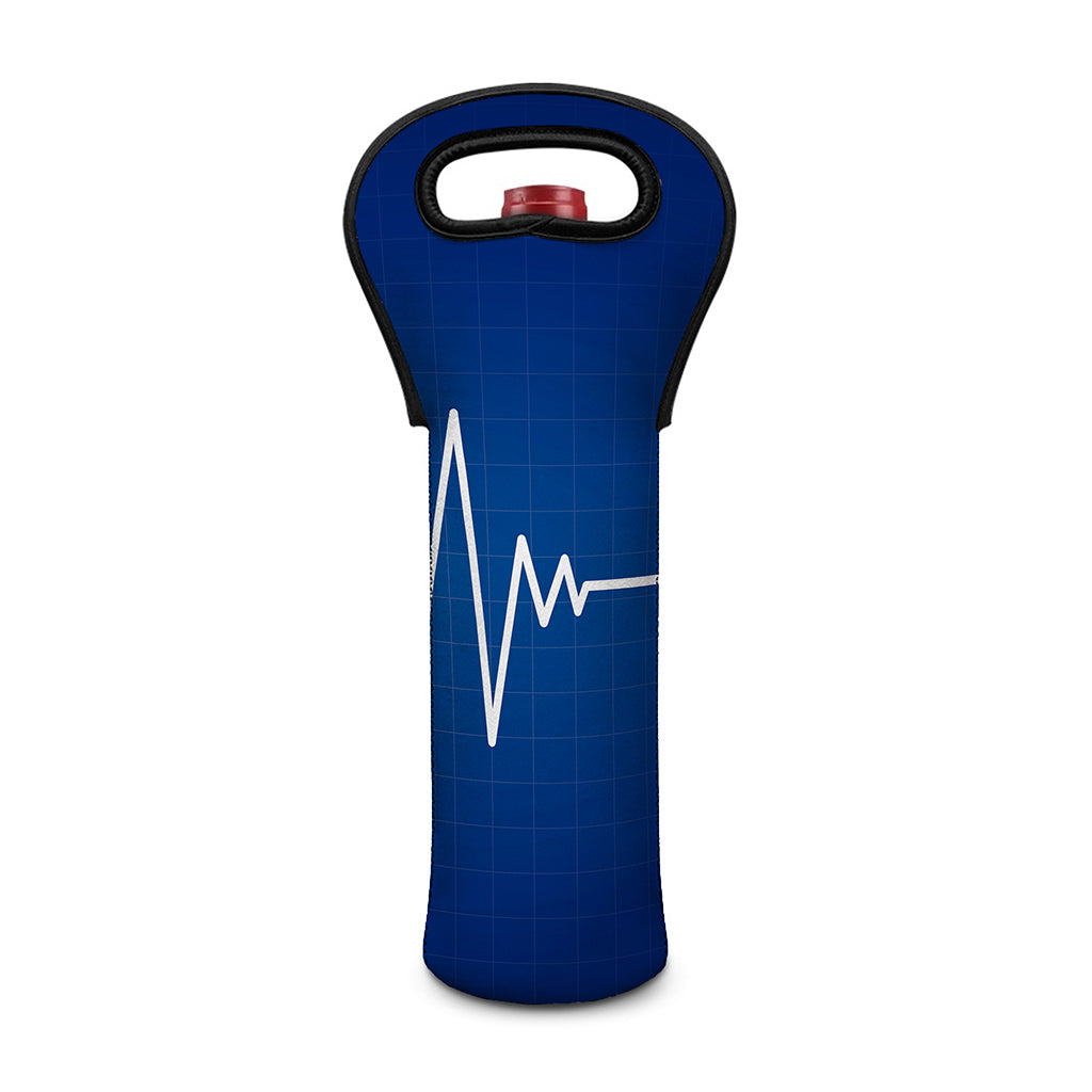 Heartbeat Cardiogram Print Single Neoprene Wine Tote