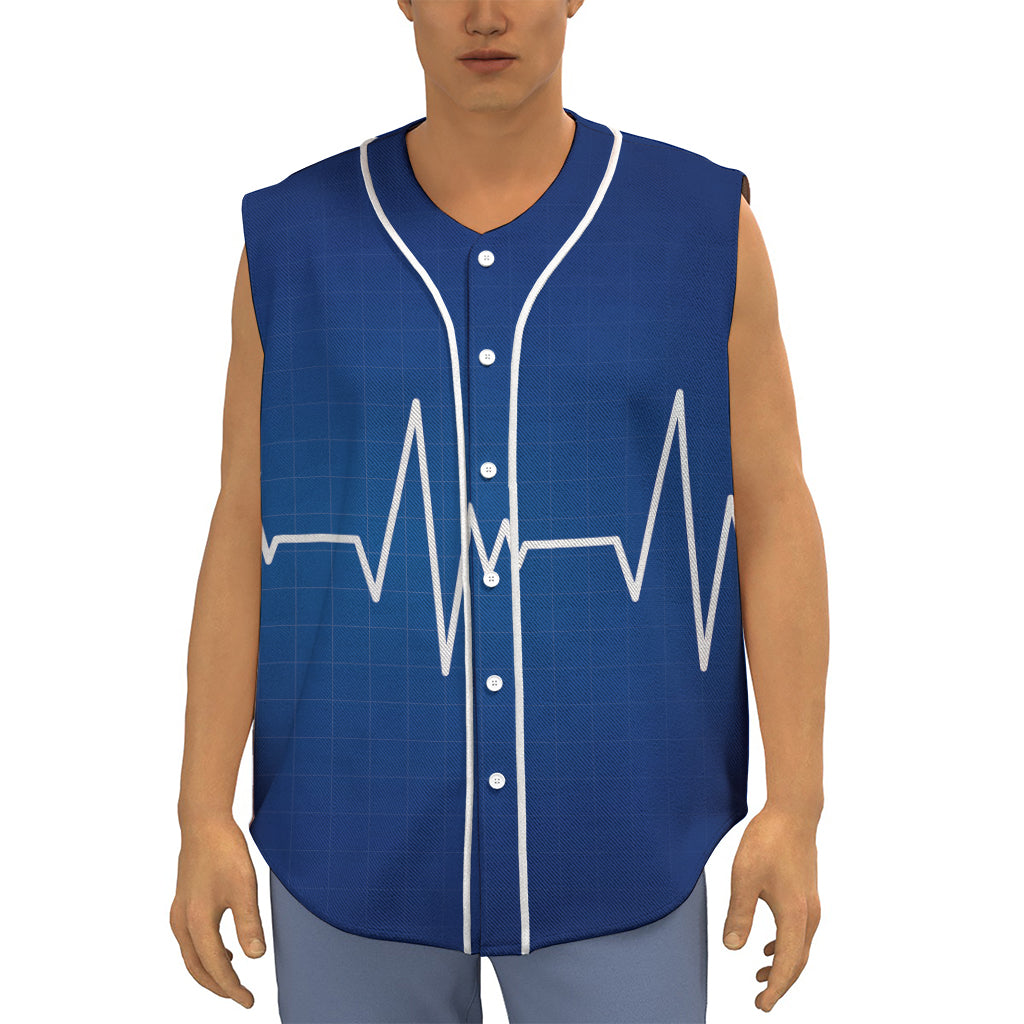 Heartbeat Cardiogram Print Sleeveless Baseball Jersey