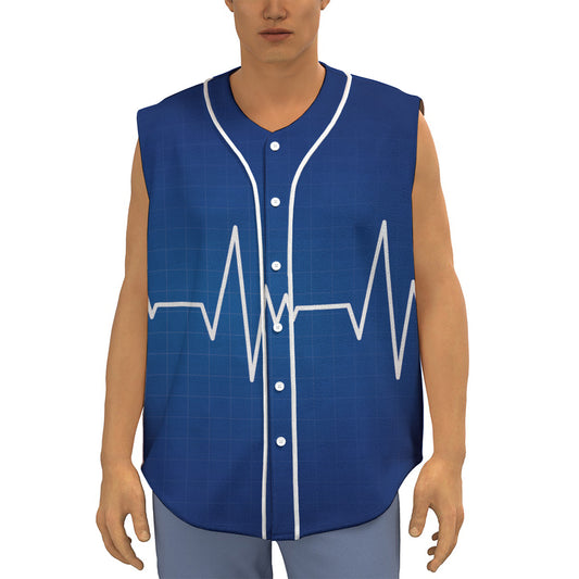 Heartbeat Cardiogram Print Sleeveless Baseball Jersey